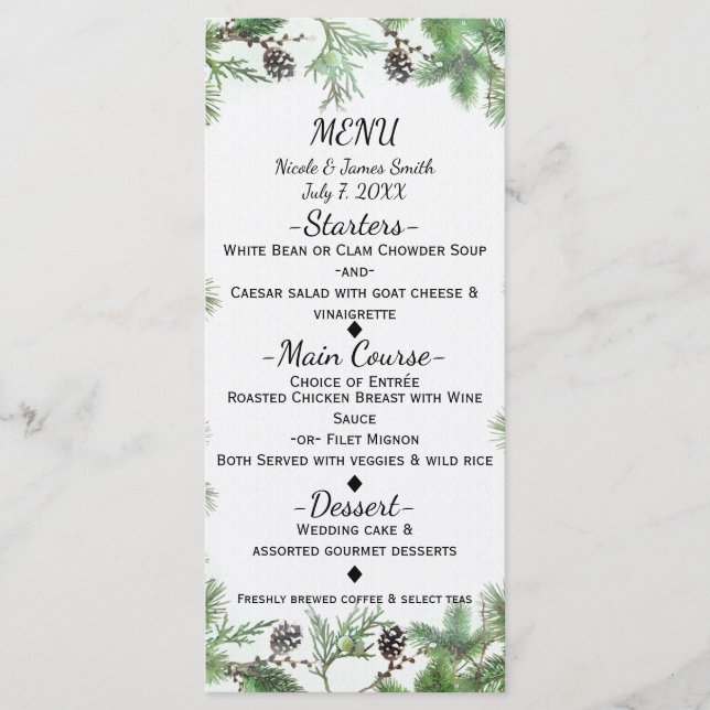 Holiday Green & Pine Cones Country Winter Card (Front)