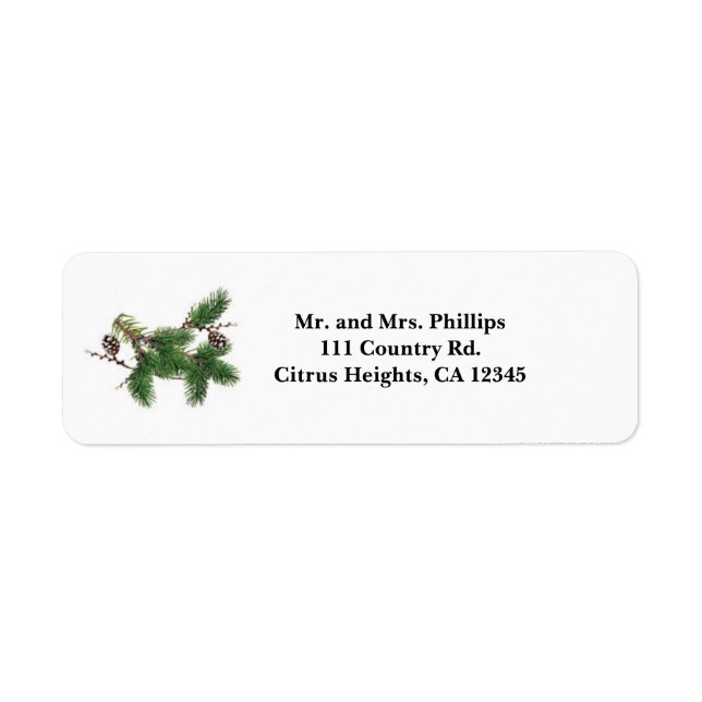 Holiday Green & Pine Cones Country Winter Return Address Label (Front)