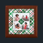 Holiday Green Plaid Photo Collage and Monogram Gift Box<br><div class="desc">Beautiful green,  red,  and white holiday plaid gift box features a four photo collage and centre monogram. Shop this Christmas collection for coordinating greeting cards,  thoughtful gifts,  and seasonal decor!</div>