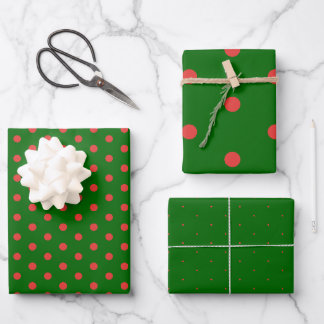Holiday Green Red Polka Dot Gift Wrapping Paper