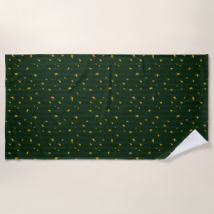 Holiday Green Yellow Stripe Star Christmas Beach Towel