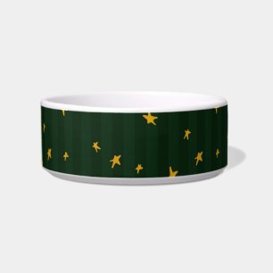 Holiday Green Yellow Stripe Star Christmas  Bowl