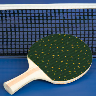 Holiday Green Yellow Stripe Star Christmas Ping Pong Paddle