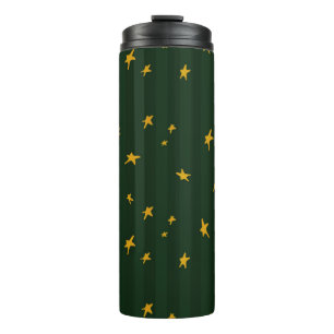 Holiday Green Yellow Stripe Star Christmas Thermal Tumbler