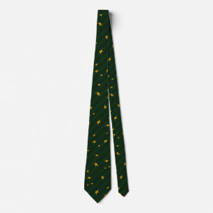 Holiday Green Yellow Stripe Star Christmas Tie