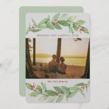 Holiday Greenery Berries Joyful Family Photo