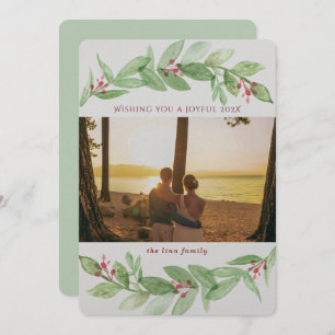 Holiday Greenery Berries Joyful Family Photo