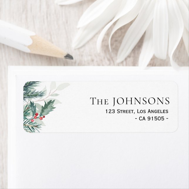 holiday greenery christmas address label return address label (Insitu)