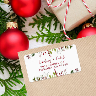 Holiday Greenery Christmas Return Address Label