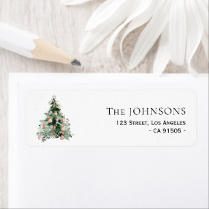 holiday greenery christmas tree address label return address label