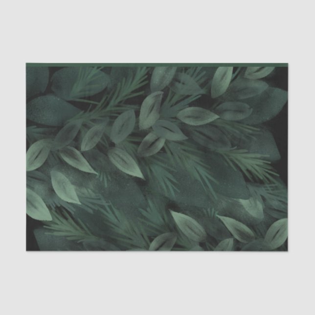 Holiday Greenery Leaves Tissue Paper (Front)