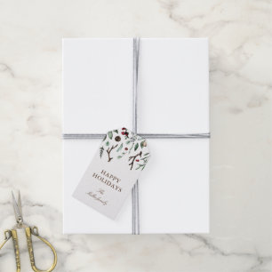 Holiday Greenery Merry Christmas Monogram Elegant Gift Tags
