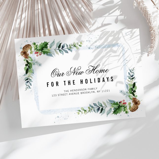 holiday greenery new home announcement card (Creator Uploaded)