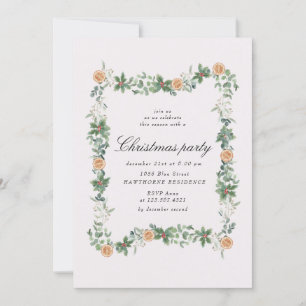 Holiday Greenery Oranges Christmas Party Invitation