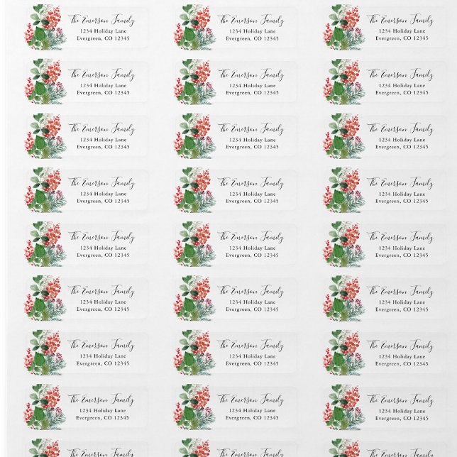 Holiday Greenery Return Address Return Address Label (Christmas Holiday Greenery Personalized Return Address Label by Painted Paperie
)