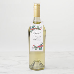 Holiday Greenery Watercolor Botanical Bottle Tag