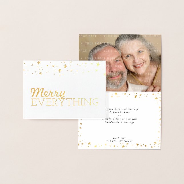 HOLIDAY GREETING family photo merry everything Foil Card (Display)