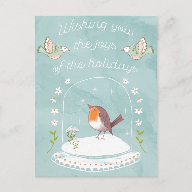 Holiday Greeting New Year Cute Bird Snow Globe (Front)