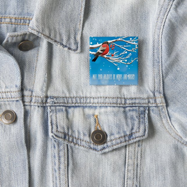 Holiday Greetings 15 Cm Square Badge (In Situ)