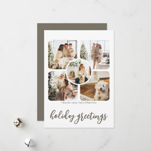 Holiday Greetings 5 Photo and Text Personalised (Front/Back In Situ)