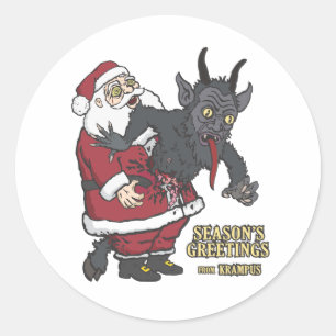 Holiday Greetings from Krampus (and Santa) Classic Round Sticker