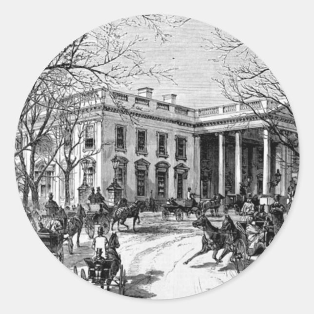 Holiday Greetings From The White House Cards Classic Round Sticker (Front)