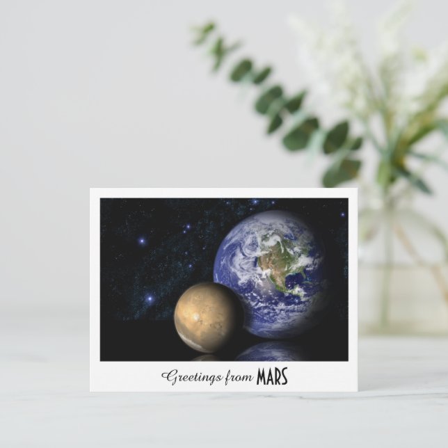 Holiday Greetings Mars Earth Space Photo Postcard (Standing Front)