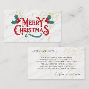Holiday Greetings Merry Christmas Message Business Card