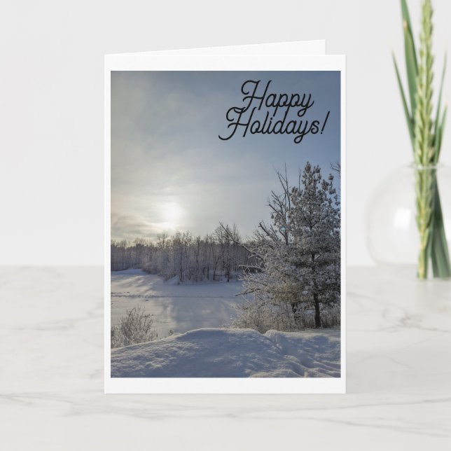 Holiday Greetings on a Snowy Morning Card (Front)