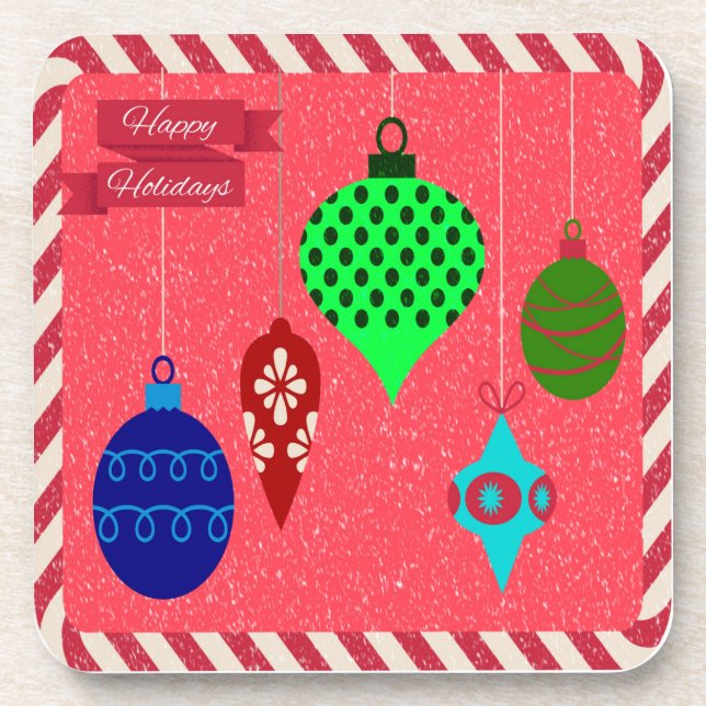 Holiday Greetings Ornaments Charming Candy Cane  Coaster (Front)