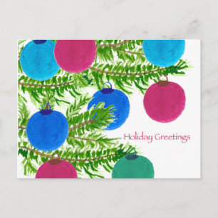 Holiday Greetings Postcards Ornaments Pine Bough