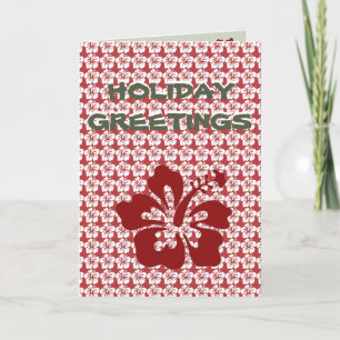 "Holiday Greetings" Red Hibiscus Holiday card