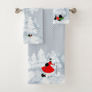Holiday Guest Towels, Winter Towels, Xmas Set, Bath Towel Set