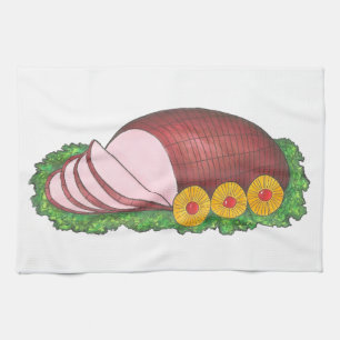 Holiday Ham Pineapple Christmas Dinner Cooking Tea Towel