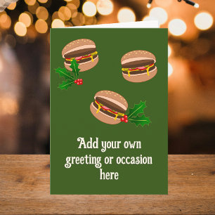 Holiday Hamburgers - Custom Food Theme Dark Green Card