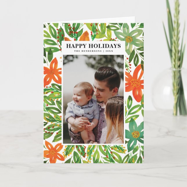 Holiday & Hand Painted Flowers Greeting Cards (Front)