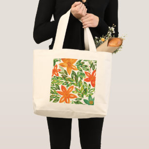Holiday & Hand Painted Flowers Jumbo Tote Bag