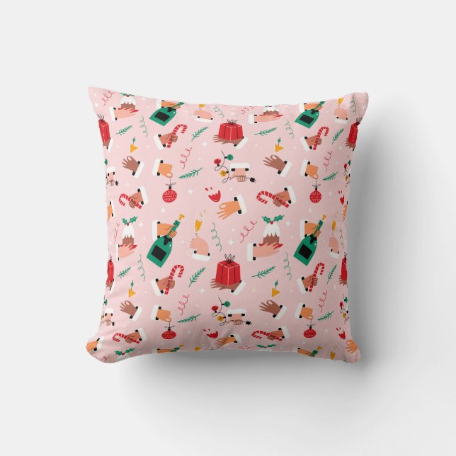 Holiday Hands Festive Celebration Pattern Cushion (Front)