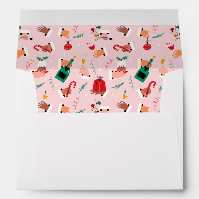 Holiday Hands Festive Celebration Pattern Envelope (Back (Bottom))
