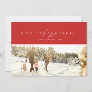 Holiday happiness elegant Christmas photo card