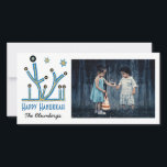Holiday Happy Hanukkah Card "Menorah Bling"<br><div class="desc">Happy Holiday, Hanukkah Photo Card, "Menorah Bling" Glossy, Photo Card with white envelope. Personalise by replacing photos and wording, "Happy Hanukkah, The Blumbergs" Customise wording by choosing your favourite font style, colour and size. Thanks for stopping and shopping by! Much appreciated. Happy Hanukkah! Share your special moments with loved ones...</div>