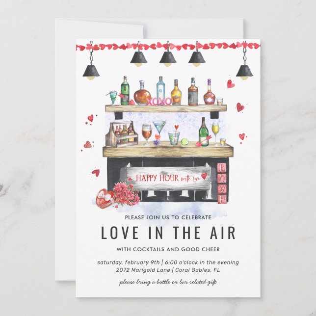 Holiday Happy Hour | Valentine Cocktail Party Invitation (Front)