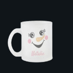 Holiday Happy Snowman Face Monogram Frosted Glass Coffee Mug<br><div class="desc">A cute snowman face design</div>