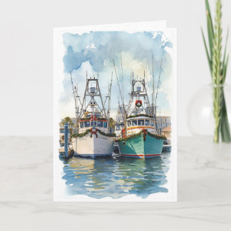 Holiday Harbour Watercolor Greeting Card