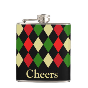 Holiday Harlequin Geometric Pattern Hip Flask