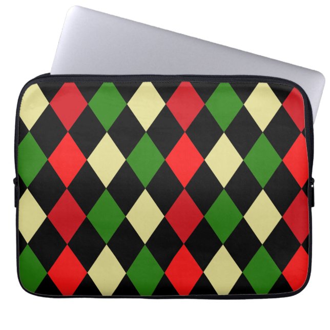 Holiday Harlequin Geometric Pattern Laptop Sleeve (Front)