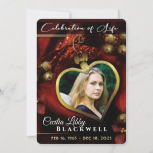 Holiday Heart Celebration of Life 5x7  Invitation