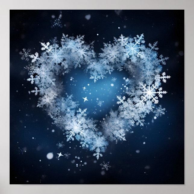 Holiday heart made of snowflakes poster (Front)
