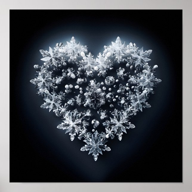 Holiday heart made of snowflakes poster (Front)