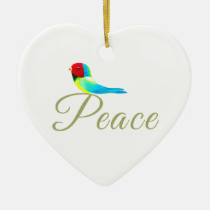 Holiday Heart Prayer of Peace Ceramic Ornament